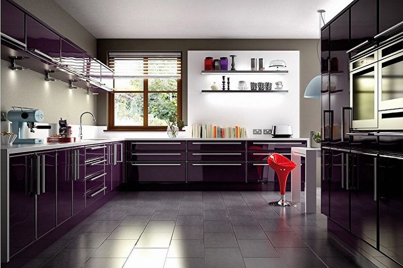 Fialová kuchyně - interiérový design foto