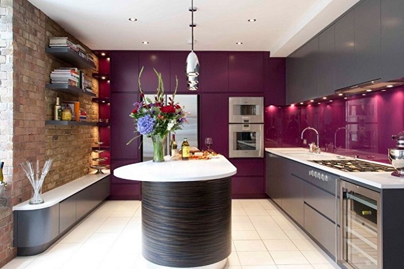 Purple kitchen - interior design photo