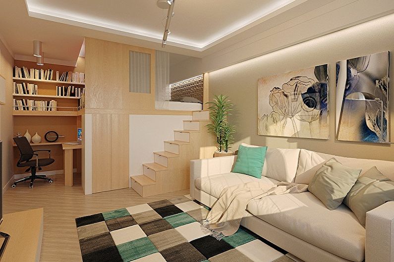Layout of a one-room apartment - photo