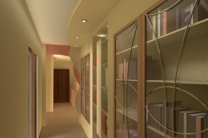 Koridora dizains dzīvoklī - griestu apdare