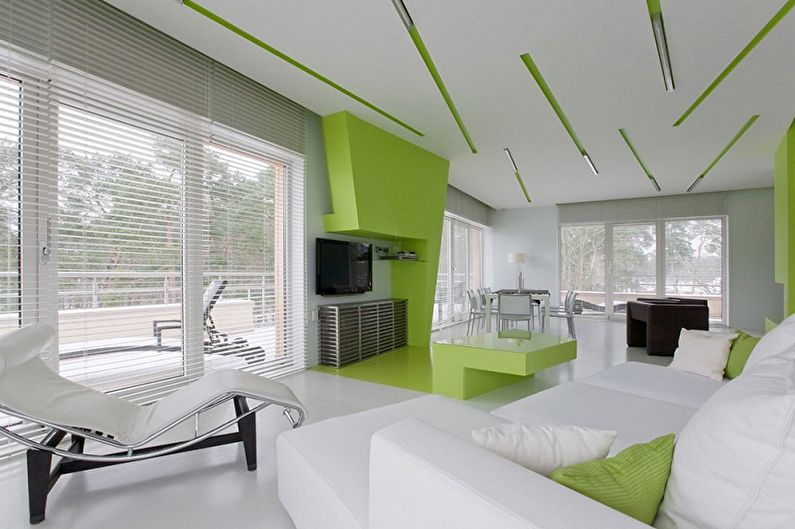 Verde y blanco: la combinación de colores en el interior