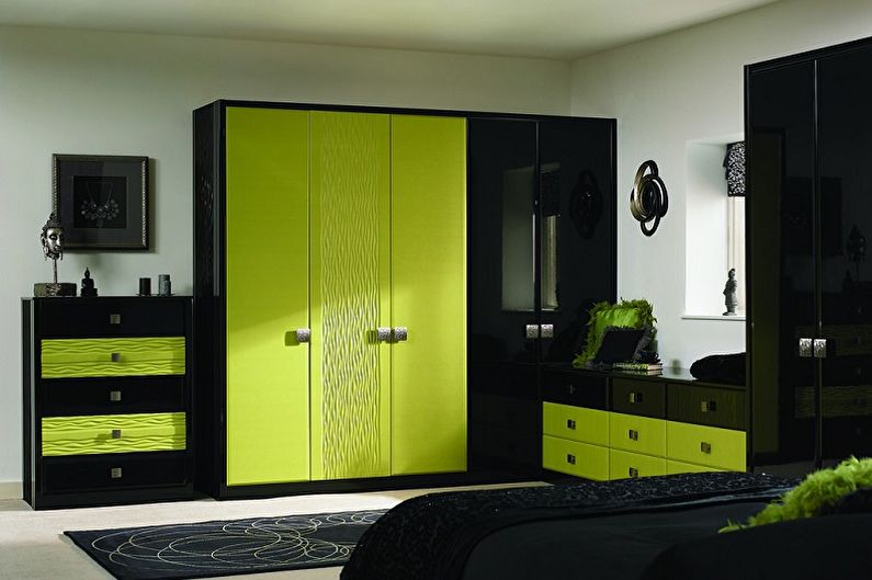Verde con negro: la combinación de colores en el interior