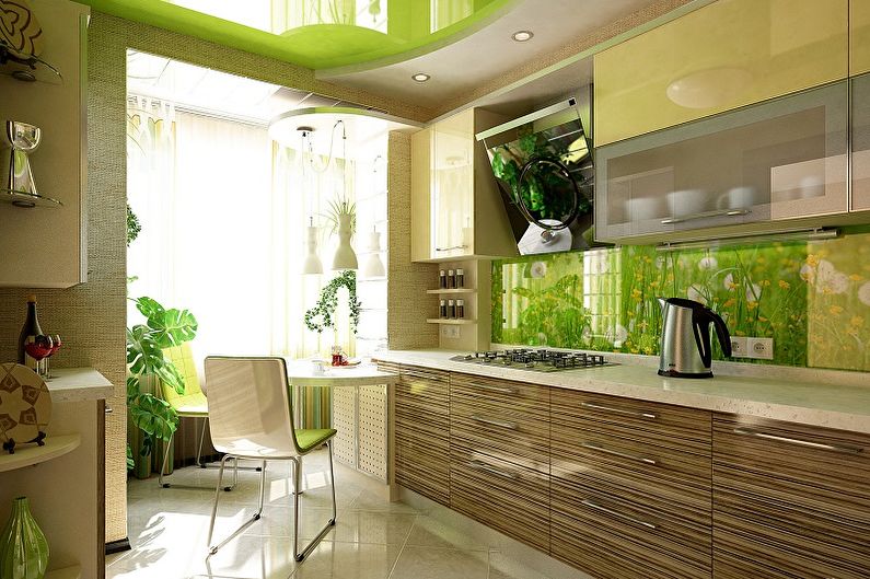 Green color in the interior of the kitchen - Combination of colors