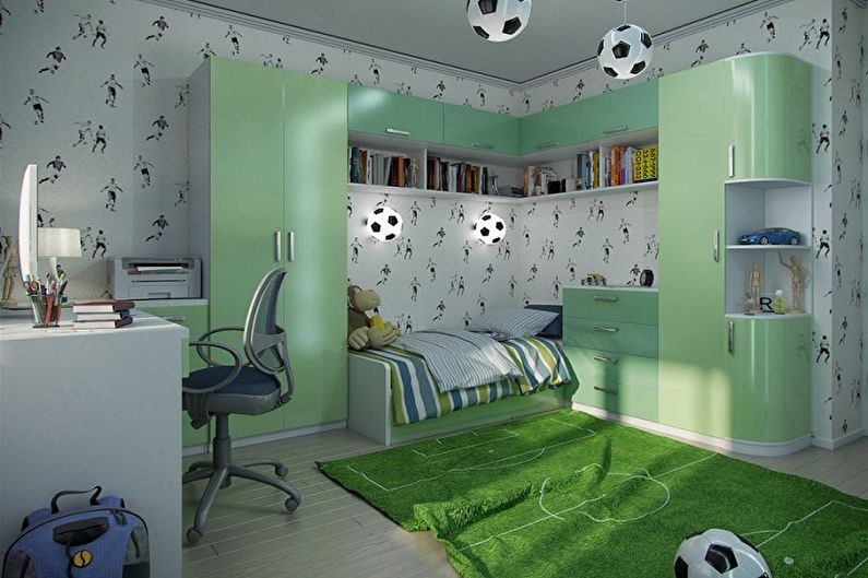 Žalia spalva vaikų kambario interjere - spalvų derinys