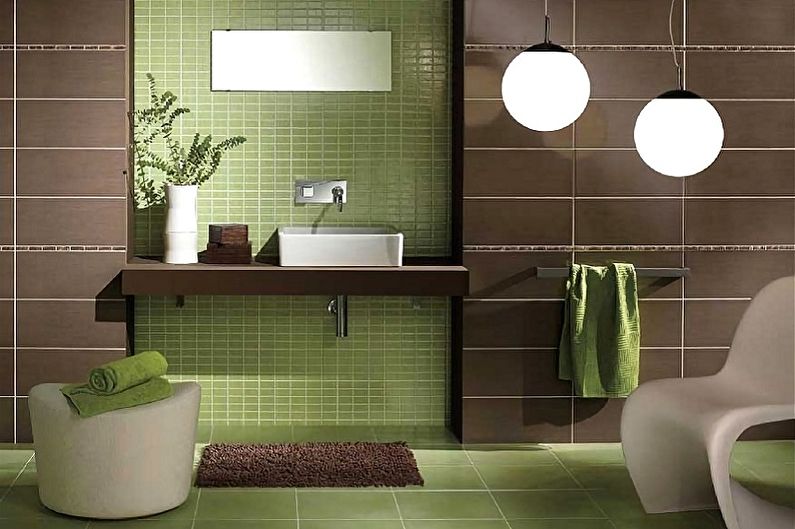 Grön färg i det inre av badrummet - Kombination av färger