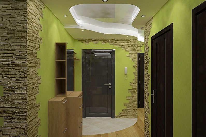 Zelená barva v interiéru chodby - kombinace barev