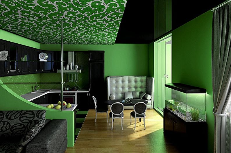 Hvilke farver kombinerer grønt med - foto af interiør