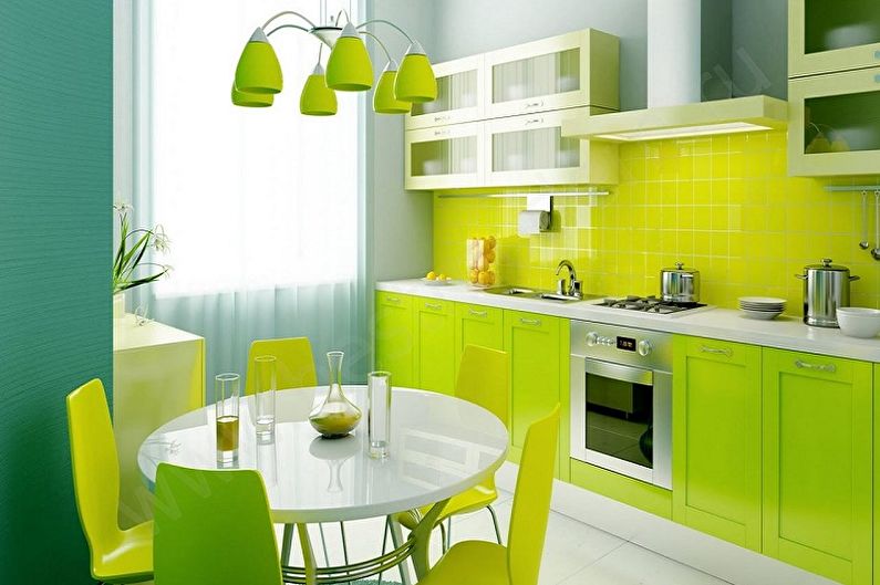 What colors does green combine with - photo of interiors