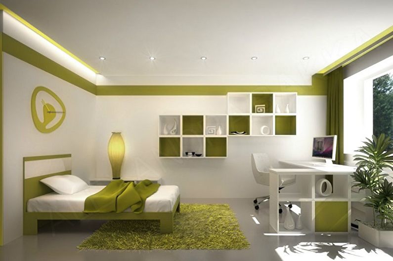 What colors does green combine with - photo of interiors