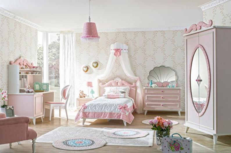 ميزات تصميم غرفة الأطفال الوردي