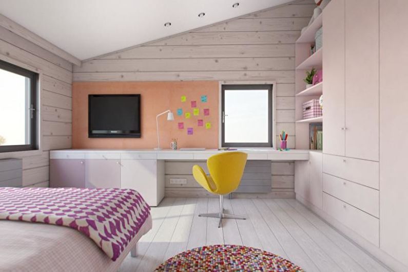 Minimalistická růžová školka - interiérový design