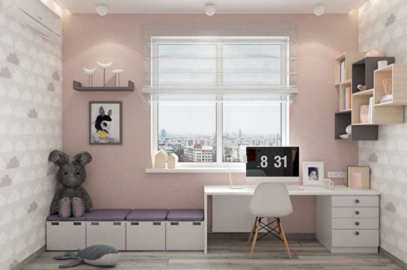 Berçário rosa estilo escandinavo - Design de interiores