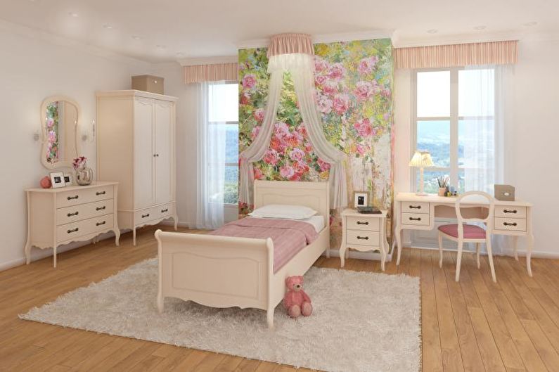 Chambre d'enfant rose de style provençal - Design d'intérieur
