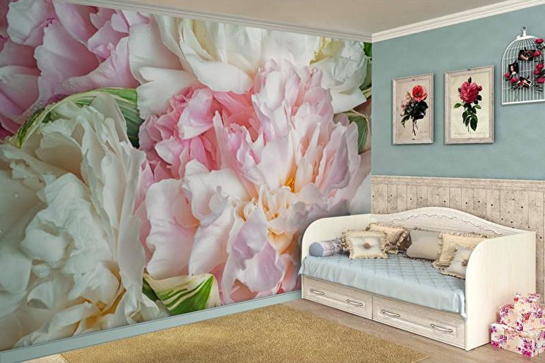 Conception de chambre d'enfant rose - décoration murale