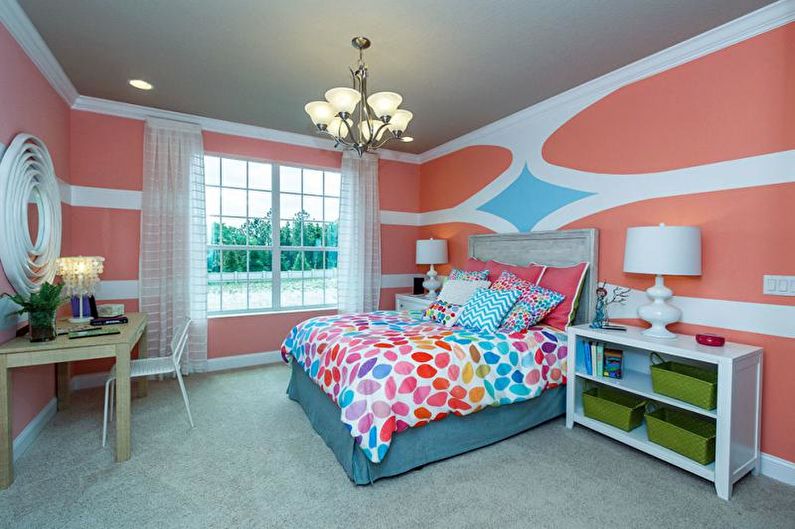 Rozā bērnu istabas dizains - dekors un apgaismojums
