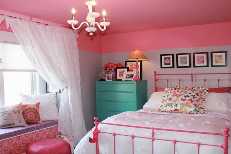 Ružičasta dječja soba dizajn - dekor i rasvjeta