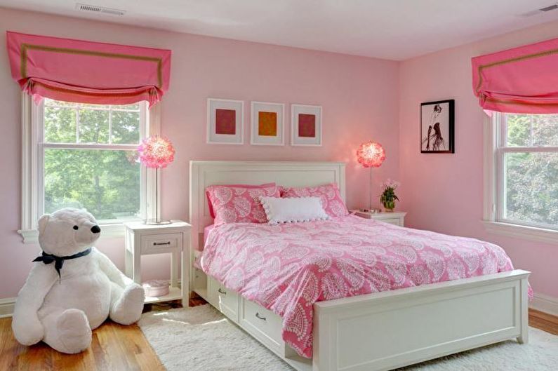 Pink na silid ng mga bata - interior design ng larawan
