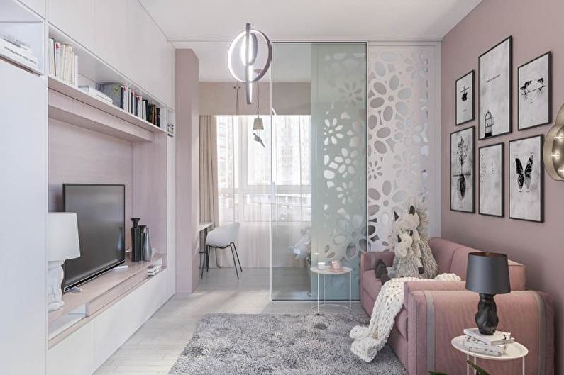 Rožinis vaikų kambarys - interjero dizaino nuotrauka