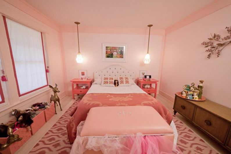 Rozā bērnu istaba - interjera dizaina foto