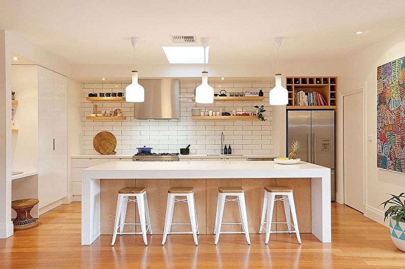 Skandināvu stila smilškrāsas virtuve - interjera dizains