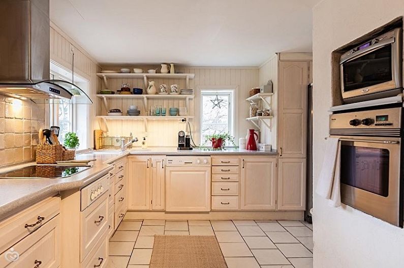 Dapur beige gaya Scandinavia - Reka Bentuk Dalaman