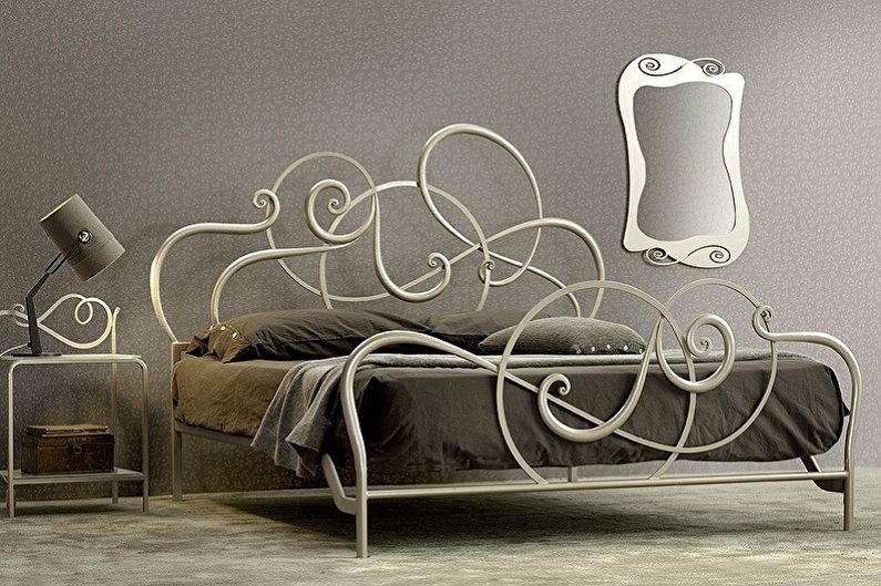 Įvairių stilių šukuotos geležies lovų tipai - modernūs