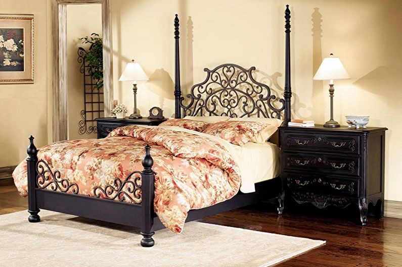 Jenis tempat tidur besi tempa dengan gaya yang berbeza - Provence