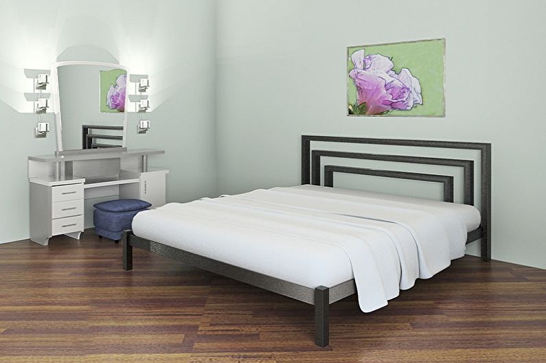 Kovácsoltvas ágyak típusai különböző stílusban - Hi-tech