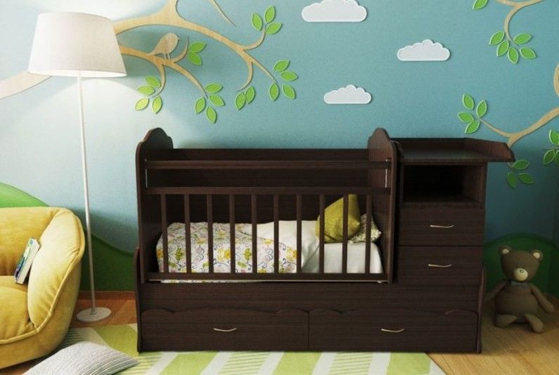Kūdikių lovelių tipai kūdikiams pagal dizainą - transformatorinė lova