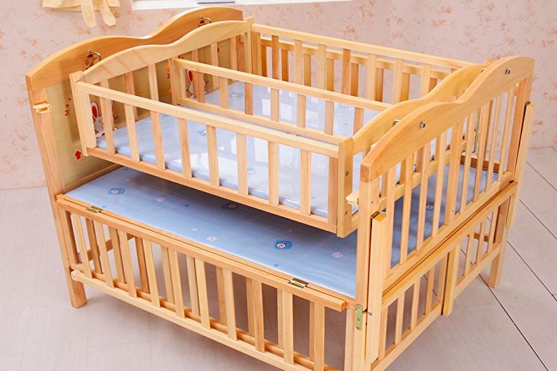 Dizaina zīdaiņu mazuļu gultiņu veidi - dvīņu gultiņas