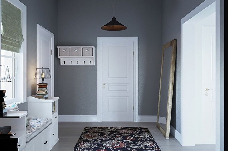 Couloir gris dans le style scandinave - Design d'intérieur