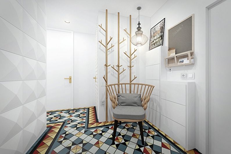 Skandinaviško stiliaus prieškambaris - interjero dizaino nuotrauka