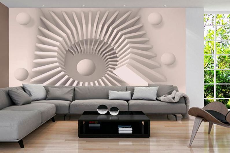 Papel de parede 3D no interior da sala de estar