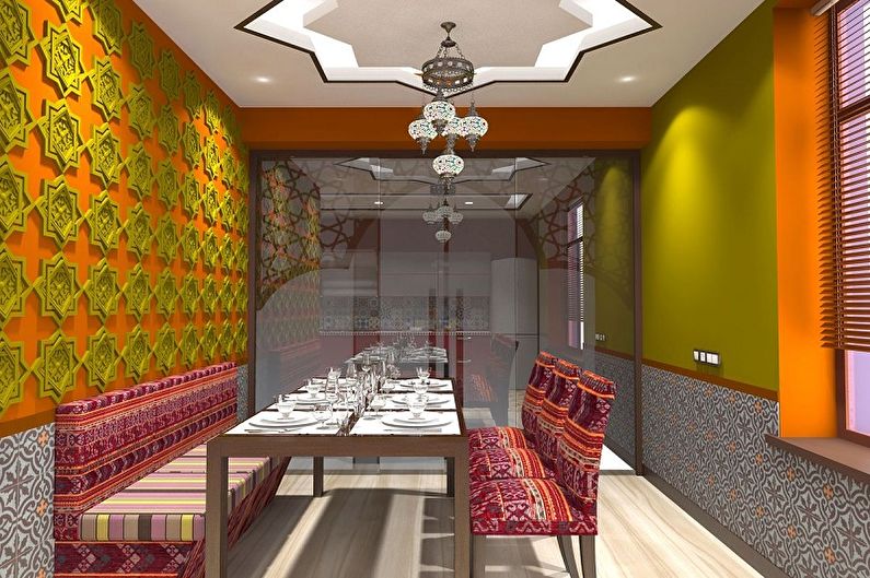 Design de bucătărie în stil oriental - decorarea pereților