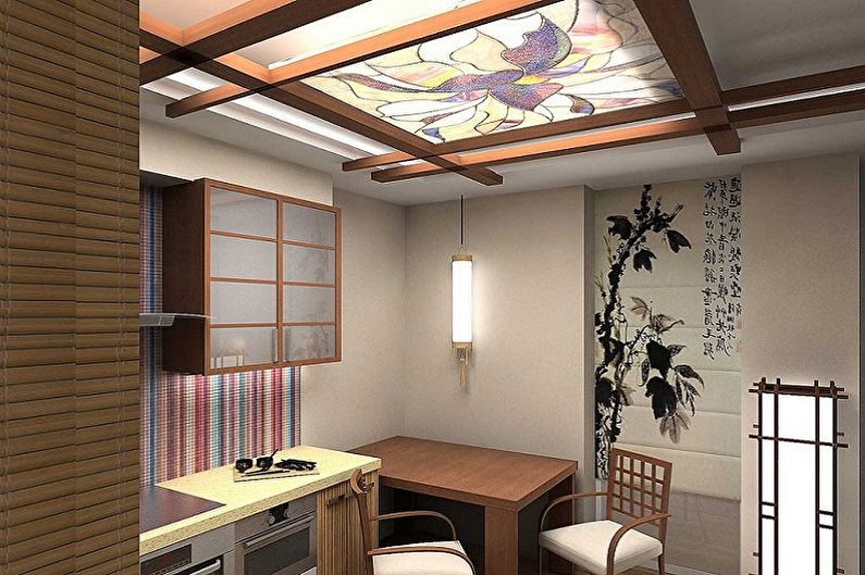 Design de bucătărie în stil oriental - finisaj de tavan