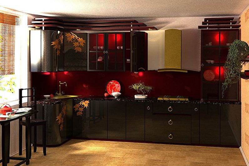 Orientální styl kuchyně - interiérový design foto