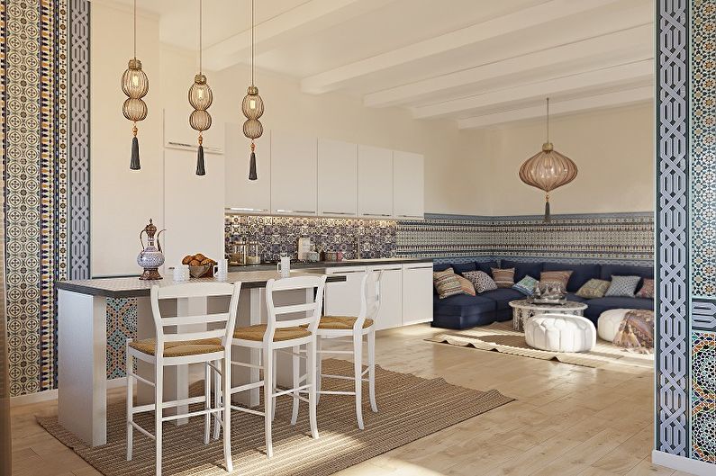 Rytietiško stiliaus virtuvė - interjero dizaino nuotrauka