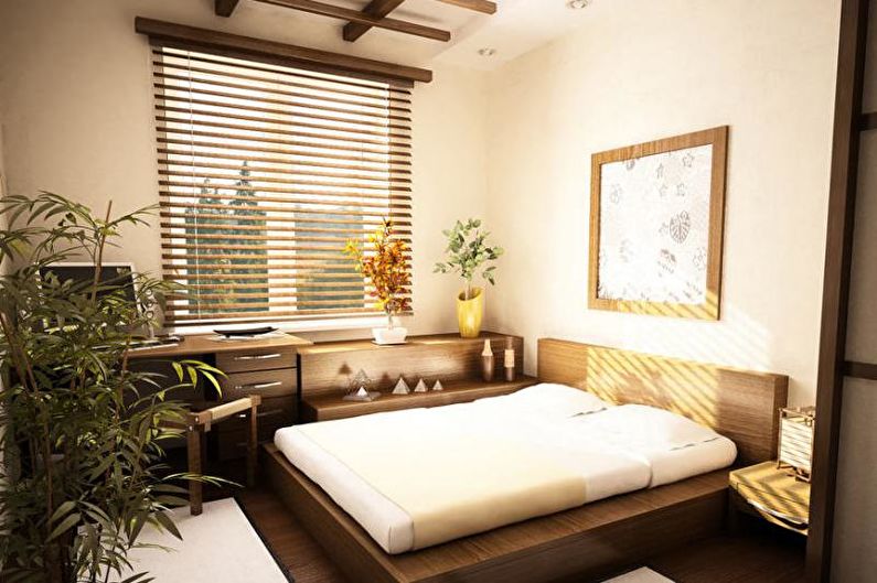 غرفة نوم صغيرة على الطراز الياباني - التصميم الداخلي