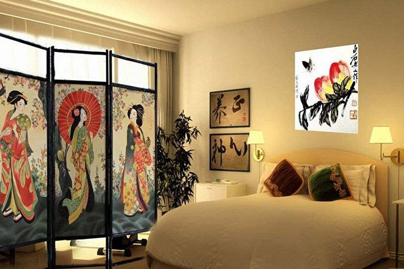 Μικρό υπνοδωμάτιο ιαπωνικού στιλ - εσωτερική διακόσμηση