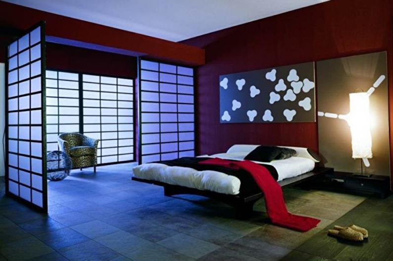 Dormitorio de estilo japonés - foto de diseño de interiores