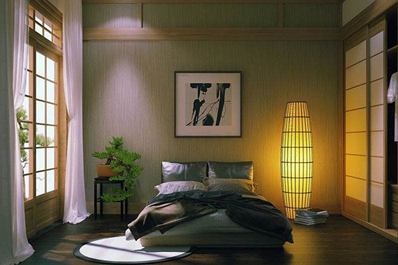 غرفة نوم على الطراز الياباني - صورة للتصميم الداخلي