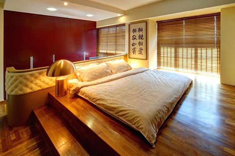 Japoniško stiliaus miegamasis - interjero dizaino nuotrauka