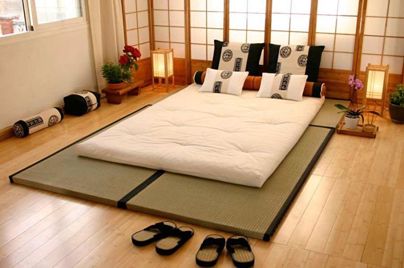 Japoniško stiliaus miegamasis - interjero dizaino nuotrauka