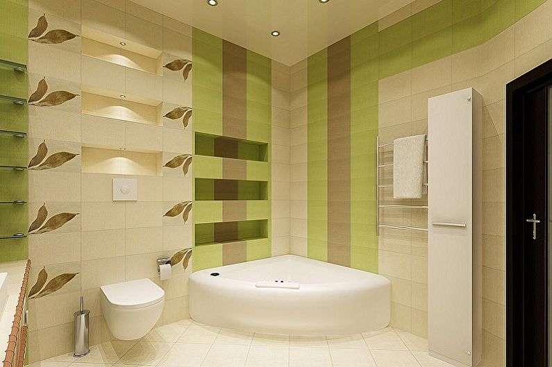 Dizaina idejas plastmasas paneļiem vannas istabai - krāsu kombinācija