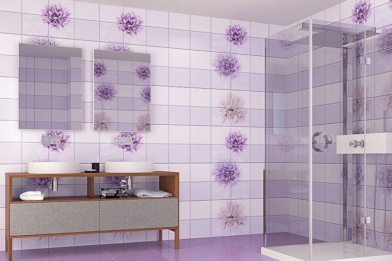Dizaina idejas plastmasas paneļiem vannas istabai - flīžu paneļi