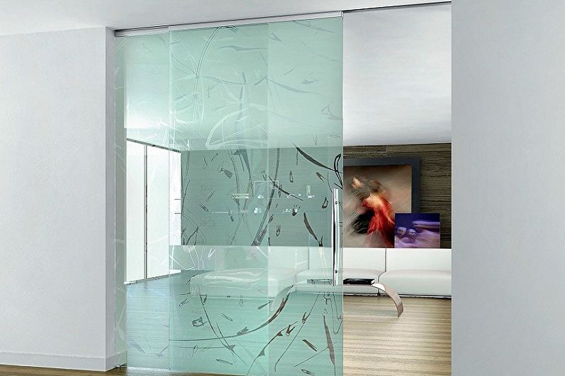 Reka bentuk pintu dalaman kaca - Pintu kaca dihiasi dengan kerajang