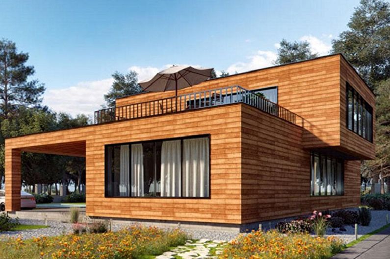 Modern lapos tető gerenda házak