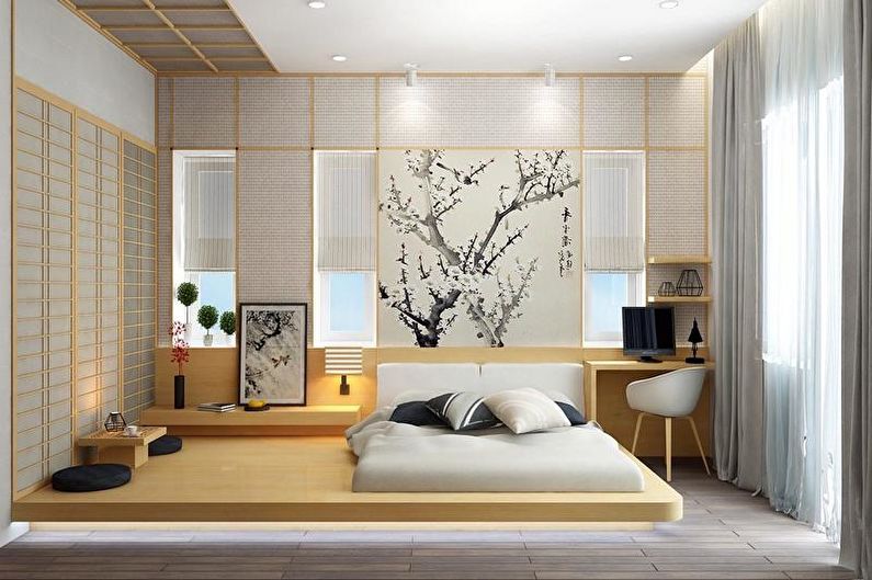 ห้องนอนสไตล์ญี่ปุ่น: 90 ภาพการออกแบบ