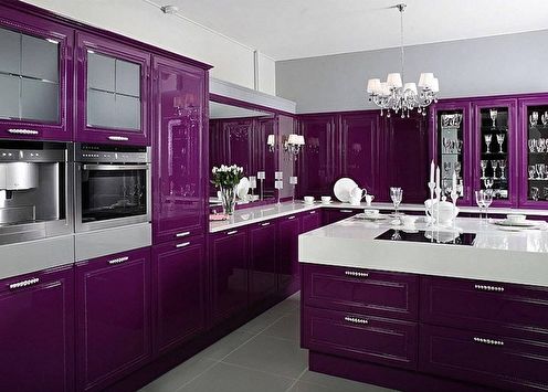 Bucătărie purpură: idei de design (80 de fotografii)
