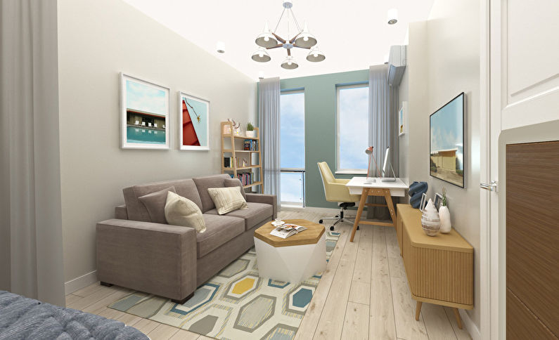 Proiect de proiect al unui apartament mic, 40 m2
